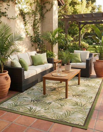 5' 3 x 8' Easy-Clean Botanical Indoor / Outdoor Rug