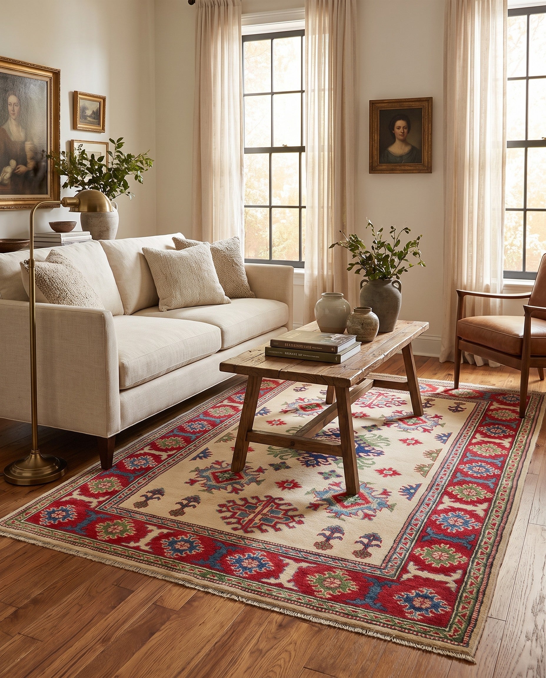 4' x 6' 4 Hand Knotted Kazak Rug