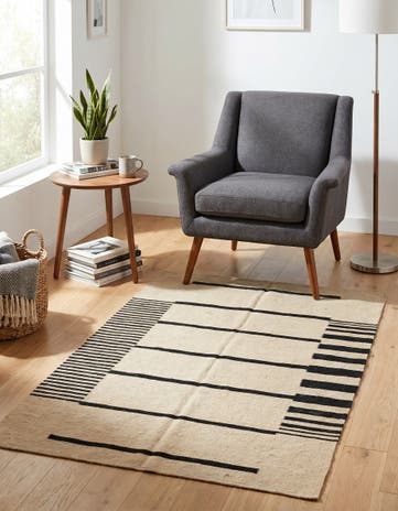 3' 5 x 5' Hand Woven Kilim Modern Wool Rug