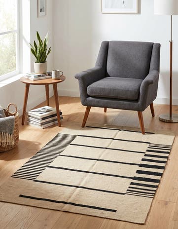 3' 5 x 5' Hand Woven Kilim Modern Wool Rug