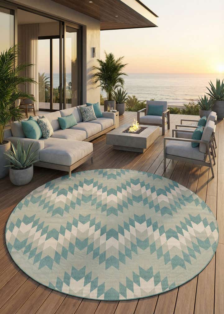 13' x 13' Easy-Clean Modern Indoor / Outdoor Round Rug