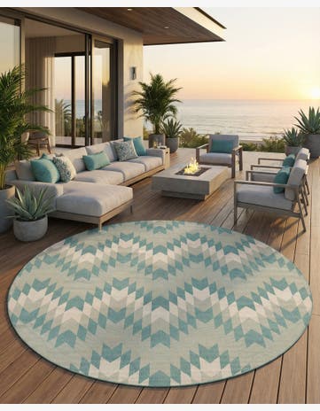 13' x 13' Easy-Clean Modern Indoor / Outdoor Round Rug