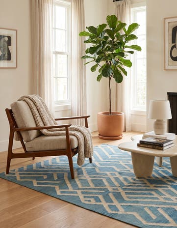 5' 3 x 6' 5 Hand Woven Kilim Modern Wool Square Rug