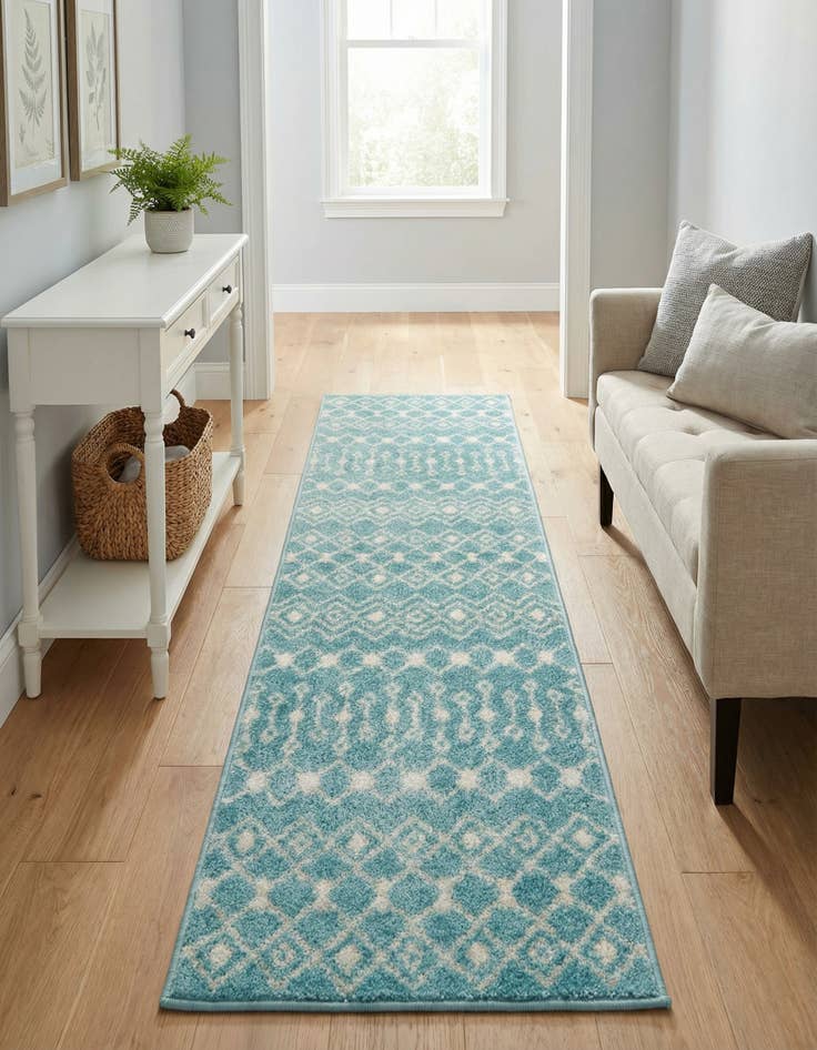 Detail image of 2' x 7' Moroccan Trellis Runner Rug