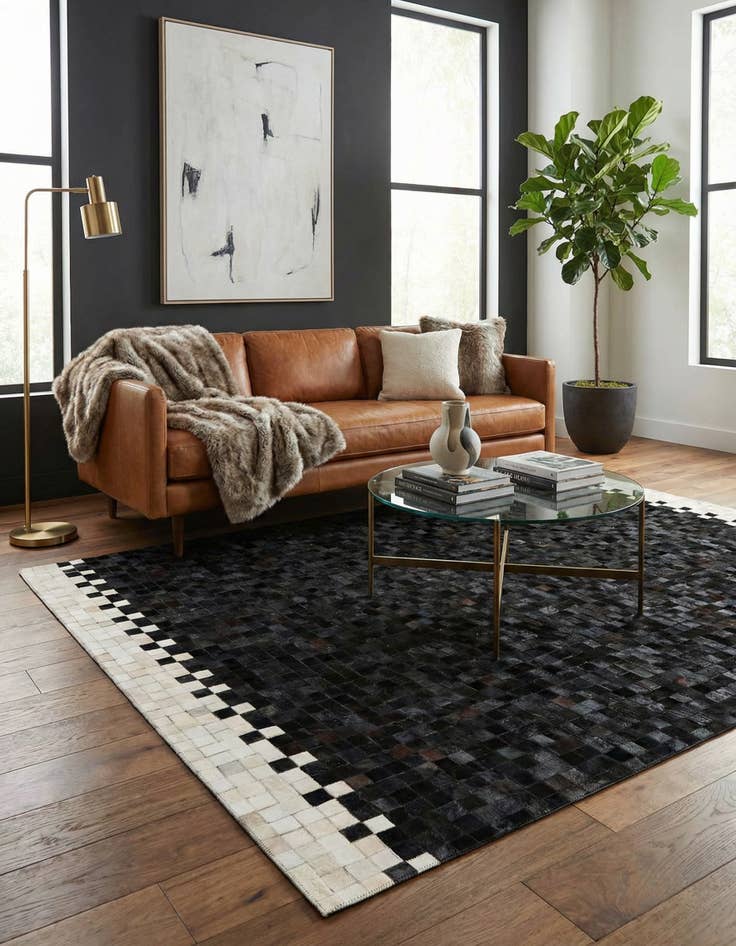 Detail image of 5' 1 x 8' 1 Cowhide Stocks Rug