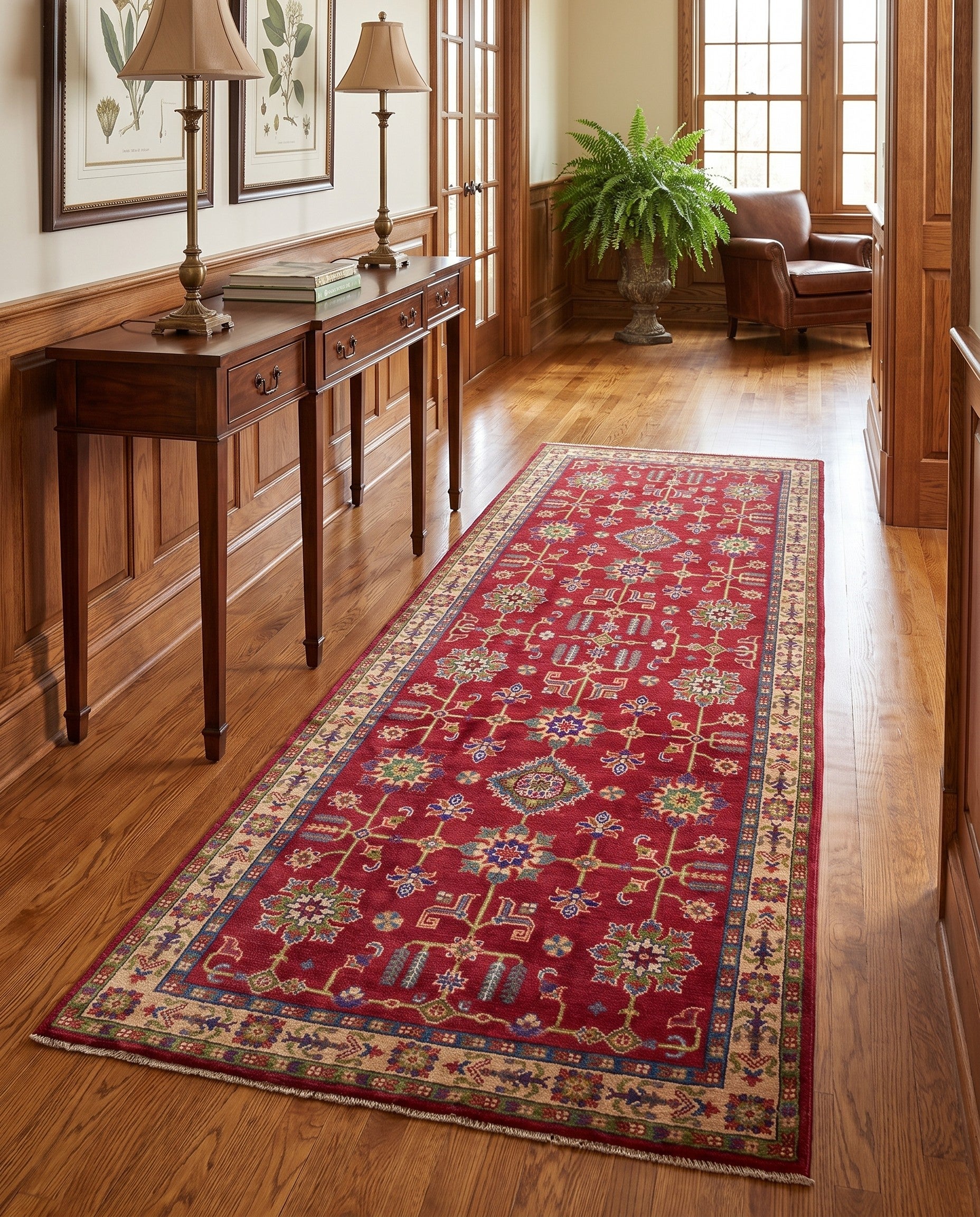3' 11 x 10' Hand Knotted Kazak Runner Rug