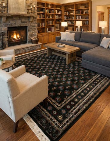 Dark Green Bokhara Rug