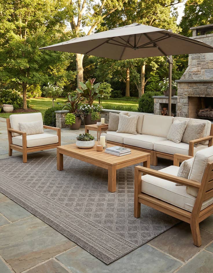 Detail image of 10' x 10' Washable Trellis Indoor / Outdoor Square Rug