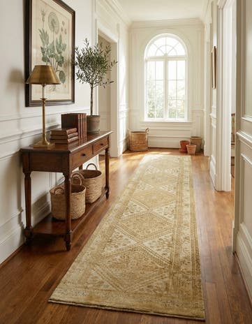 2' 5 x 12' 9 Hand Knotted Oushak Wool Runner Rug
