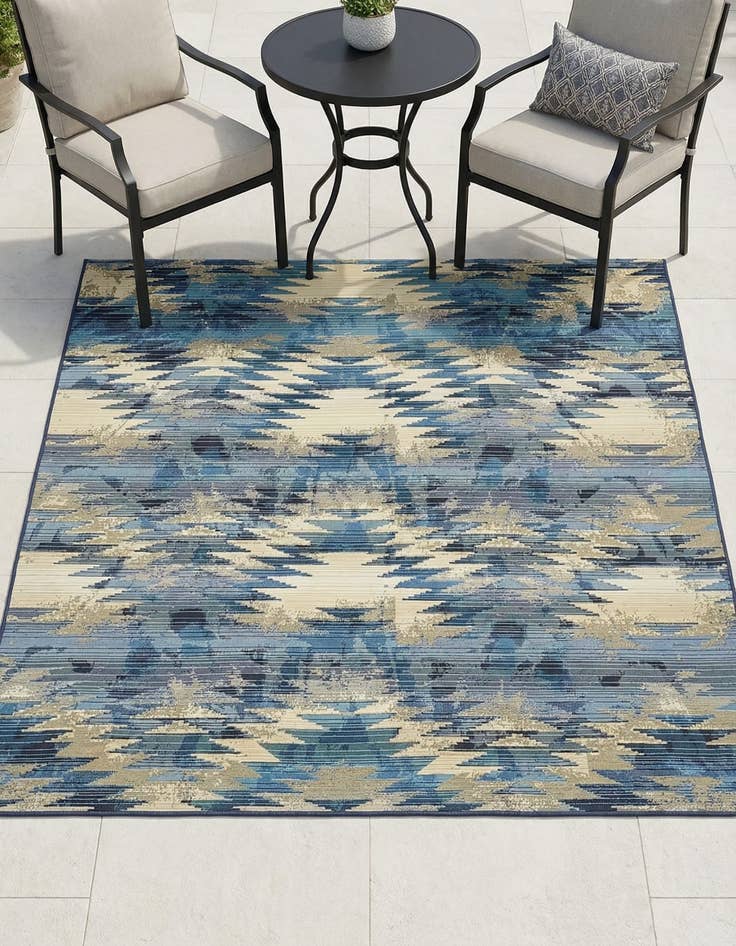 Detail image of 6' x 6' Washable Modern Indoor / Outdoor Square Rug