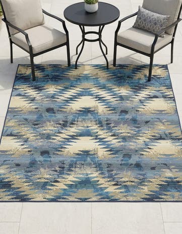 6' x 6' Easy-Clean Modern Indoor / Outdoor Square Rug