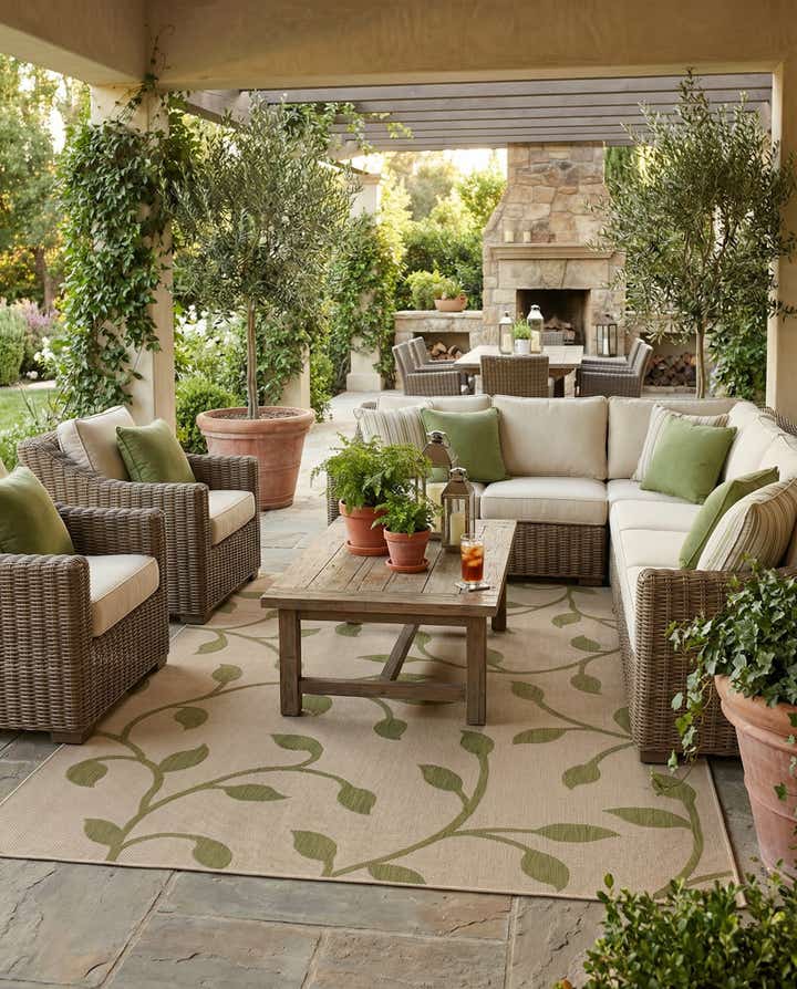 7' x 10' Easy-Clean Botanical Indoor / Outdoor Rug