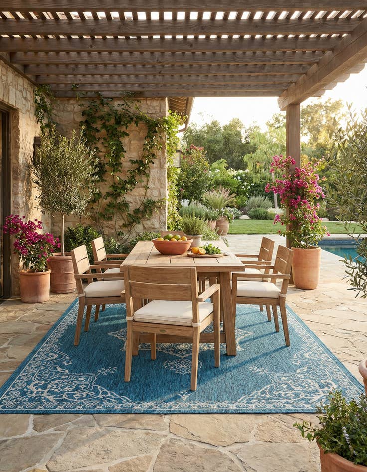 Detail image of 7' 10 x 10' Washable Traditional Indoor / Outdoor Rug