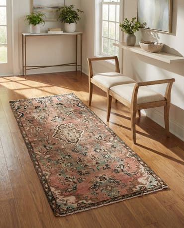  2' 4 x 4' 7  Hand Knotted Ultra Vintage Persian Wool Runner Rug