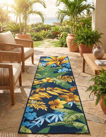 Muilti Easy-Clean Botanical Indoor / Outdoor Runner Rug