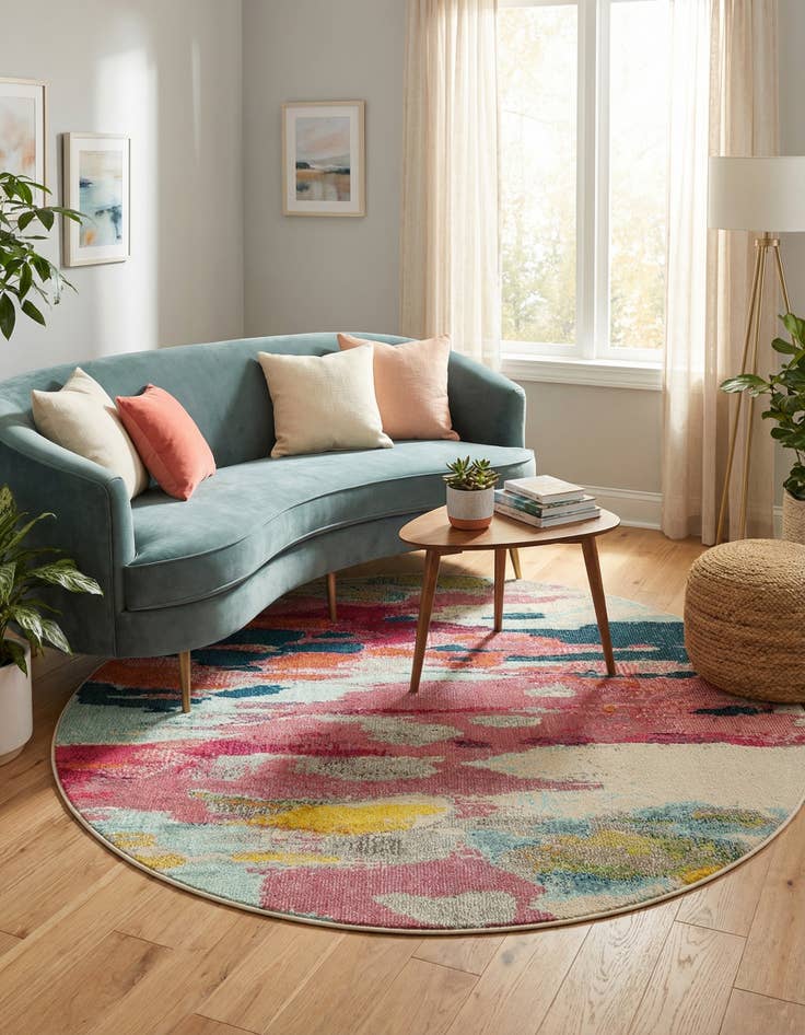 Detail image of 5' 3 x 5' 3 Washable Hyacinth Round Rug