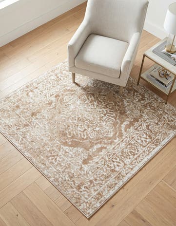 Beige Oxford Square Rug
