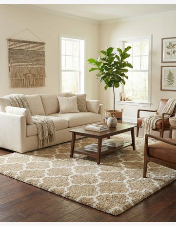 Taupe Moroccan Shag Square Rug