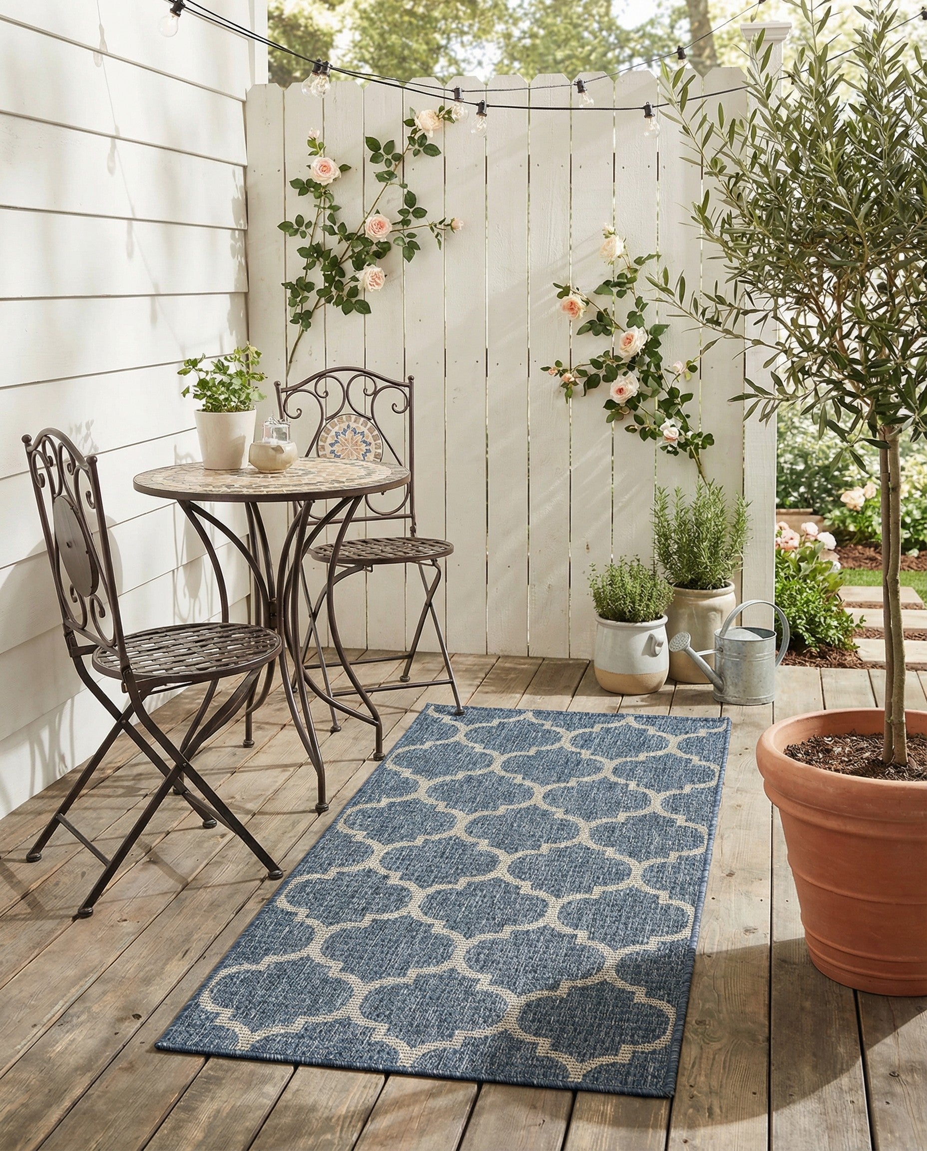 Primary image 2' x 4'  Washable Trellis Indoor / Outdoor Runner Rug