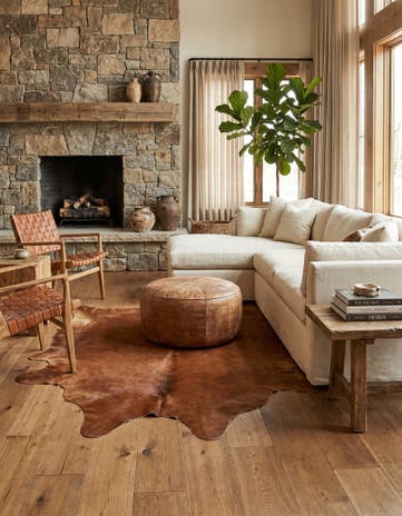 6' 5 x 6' 10 Cowhide Leather Square Rug
