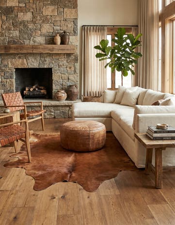 6' 5 x 6' 10 Cowhide Leather Square Rug