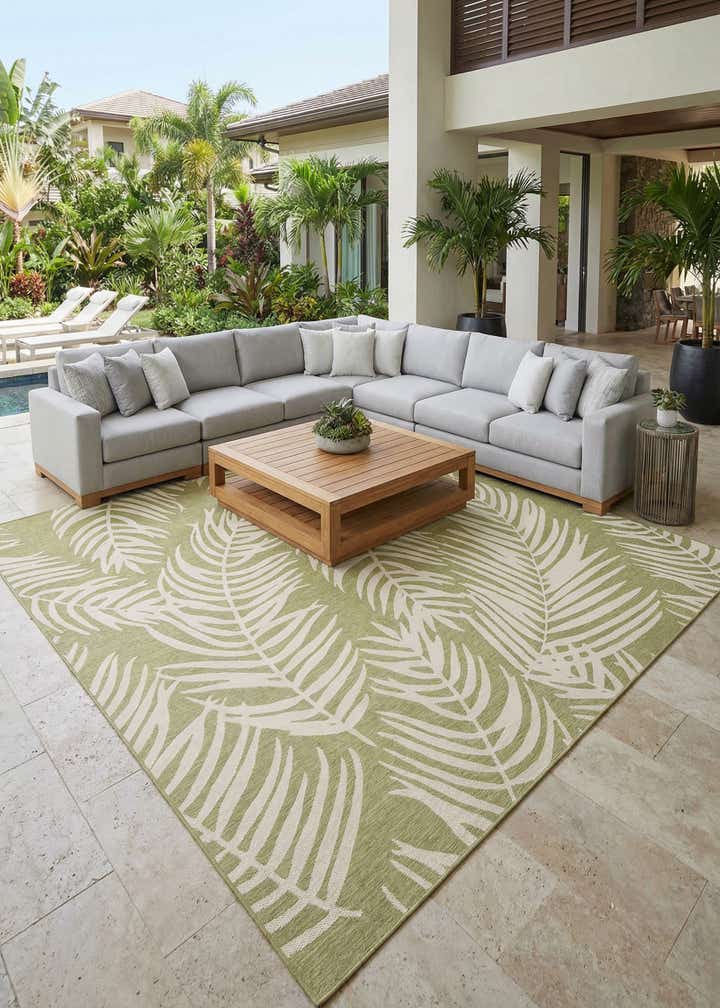 13' x 13' Easy-Clean Botanical Indoor / Outdoor Square Rug