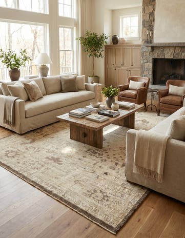 10' 7 x 13' 8 Hand Knotted Oushak Wool Rug