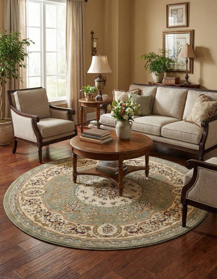 Detail image of 7' 10 x 7' 10 Classic Aubusson Round Rug