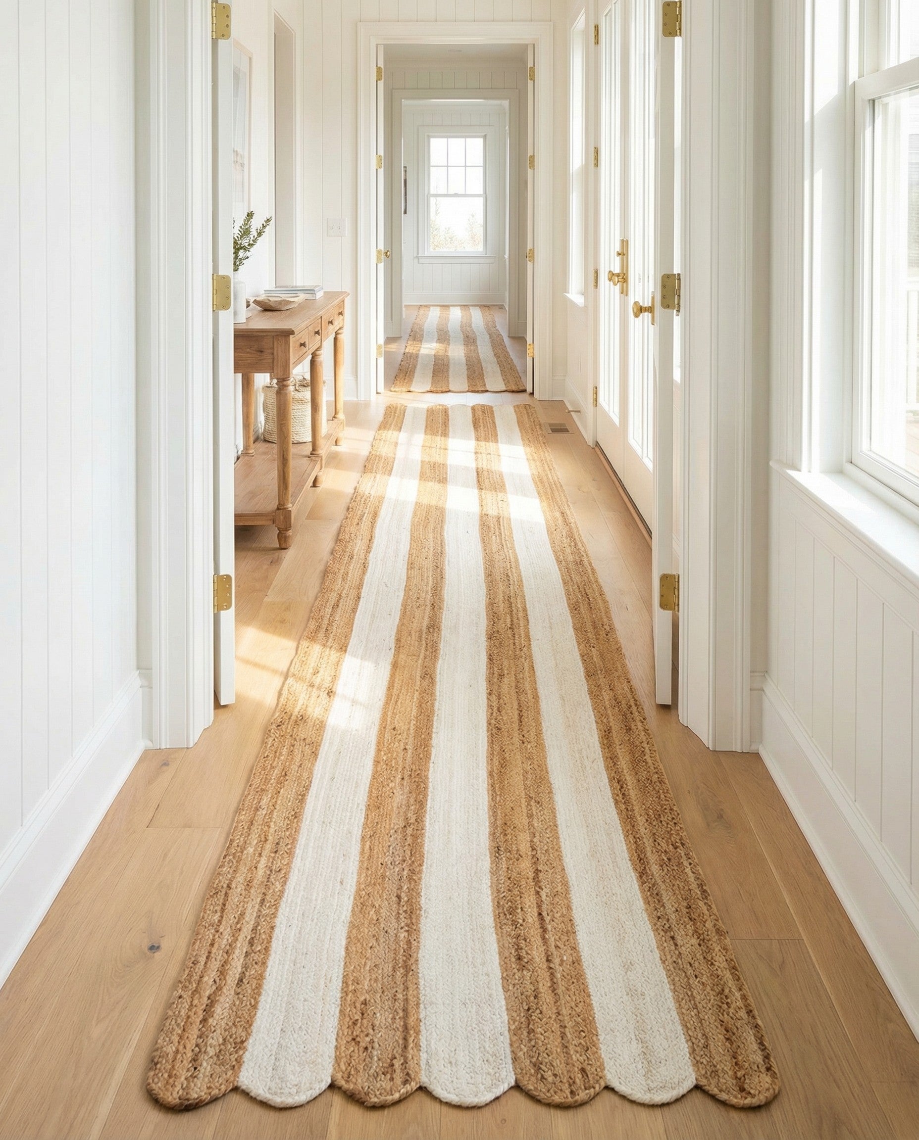 3' 3 x 16' 1  Hand Scallop Braided Jute Runner Rug