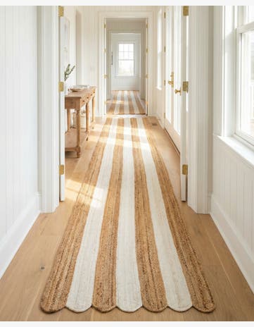 3' 3 x 16' 1 Handmade Scallop Braided Jute Runner Rug