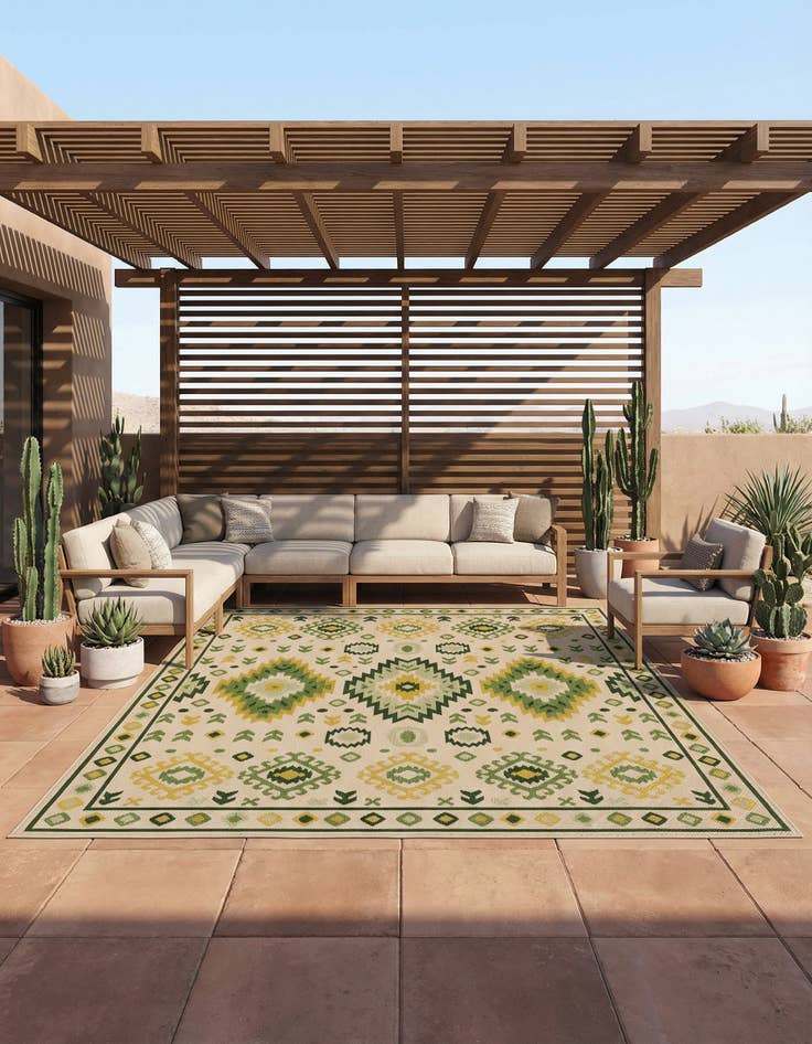 Detail image of 10' x 10'  Washable Baja Indoor / Outdoor Square Rug