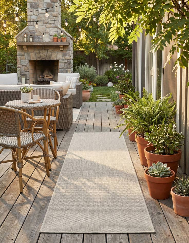 Detail image of 2' x 6' Easy-Clean Solid Indoor / Outdoor Runner Rug