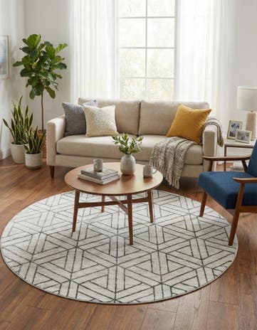 7' x 7' Lattice Trellis Round Rug