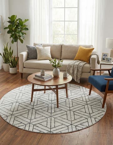 7' x 7' Lattice Trellis Round Rug