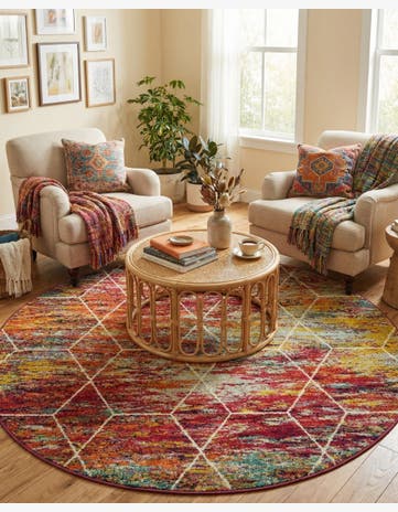 6' x 6' Trellis Frieze Round Rug