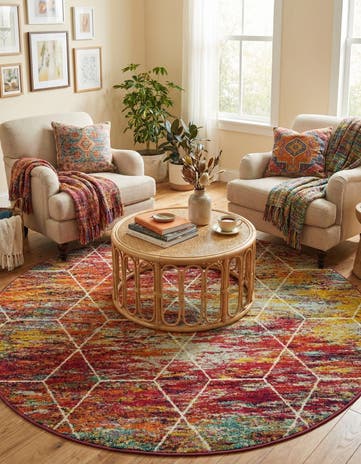 6' x 6' Lattice Frieze Round Rug