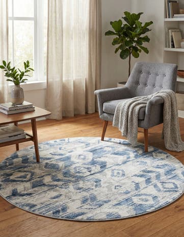 Blue Caspian Round Rug