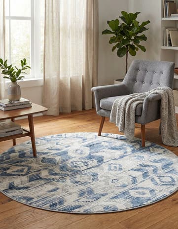Blue Caspian Round Rug