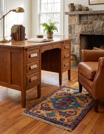 1' 4 x 2' Hand Knotted Ziegler Rug