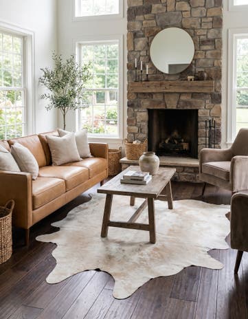 6' 7 x 6' 11 Cowhide Leather Square Rug