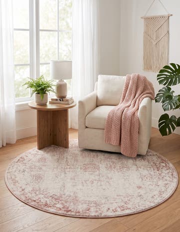 Rose Pink and Ivory Monte Carlo Round Rug