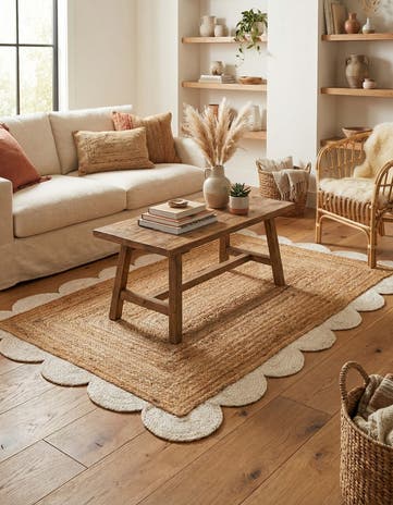 3' 1 x 5' 1 Handmade Scallop Braided Jute Rug