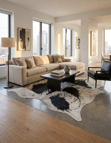 7' 4 x 8' Cowhide Leather Rug