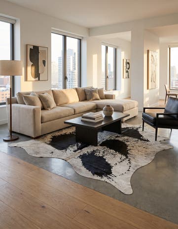 7' 4 x 8' Cowhide Leather Rug