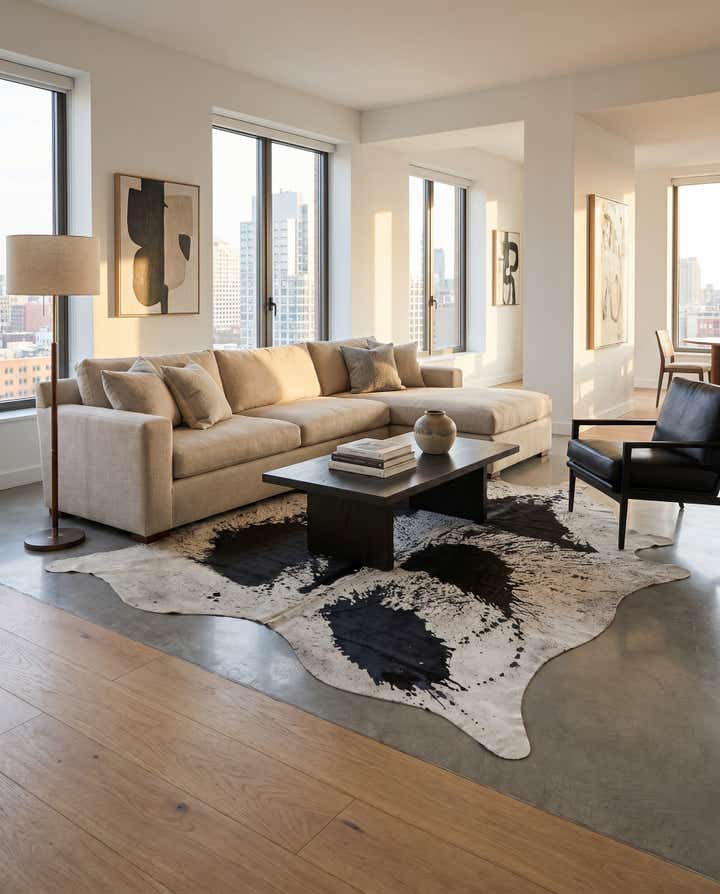 7' 4 x 8' Cowhide Leather Rug