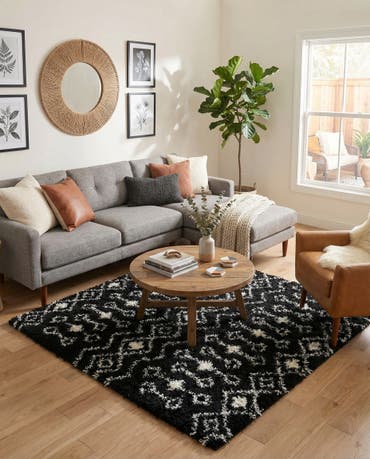  6' x 6' Moroccan Trellis Shag Square Rug