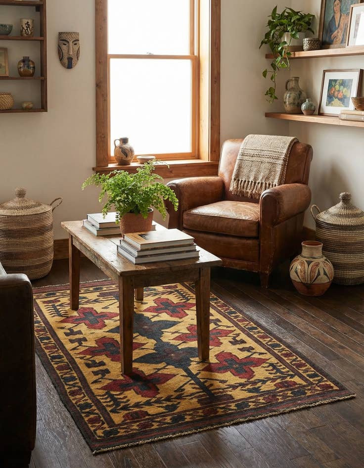 Detail image of 3' 1 x 5' Hand Knotted Sumak Wool Rug