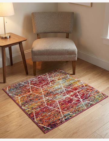 3' x 3' Trellis Frieze Square Rug