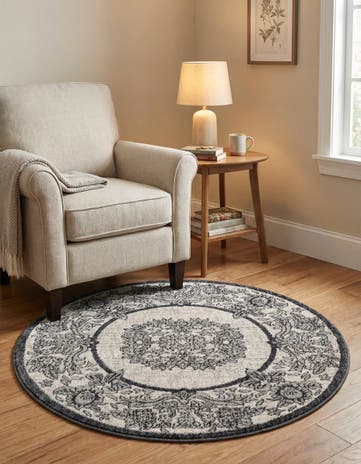 Ivory Eco Traditional Round Rug