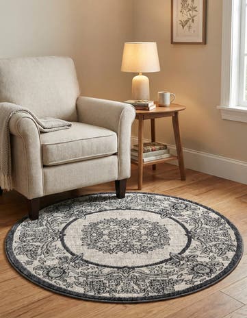 Ivory Eco Traditional Round Rug